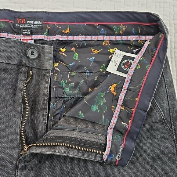 Tailored Recreation Premium Pants Men's 34x34 Black Chambray EUC Stretch TRD-203 - Picture 13 of 16